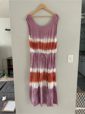 Knox Rose Purple White & Orange Watercolor Maxi Dress